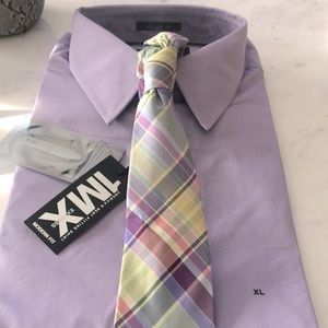 Lavender dress shirt with tie